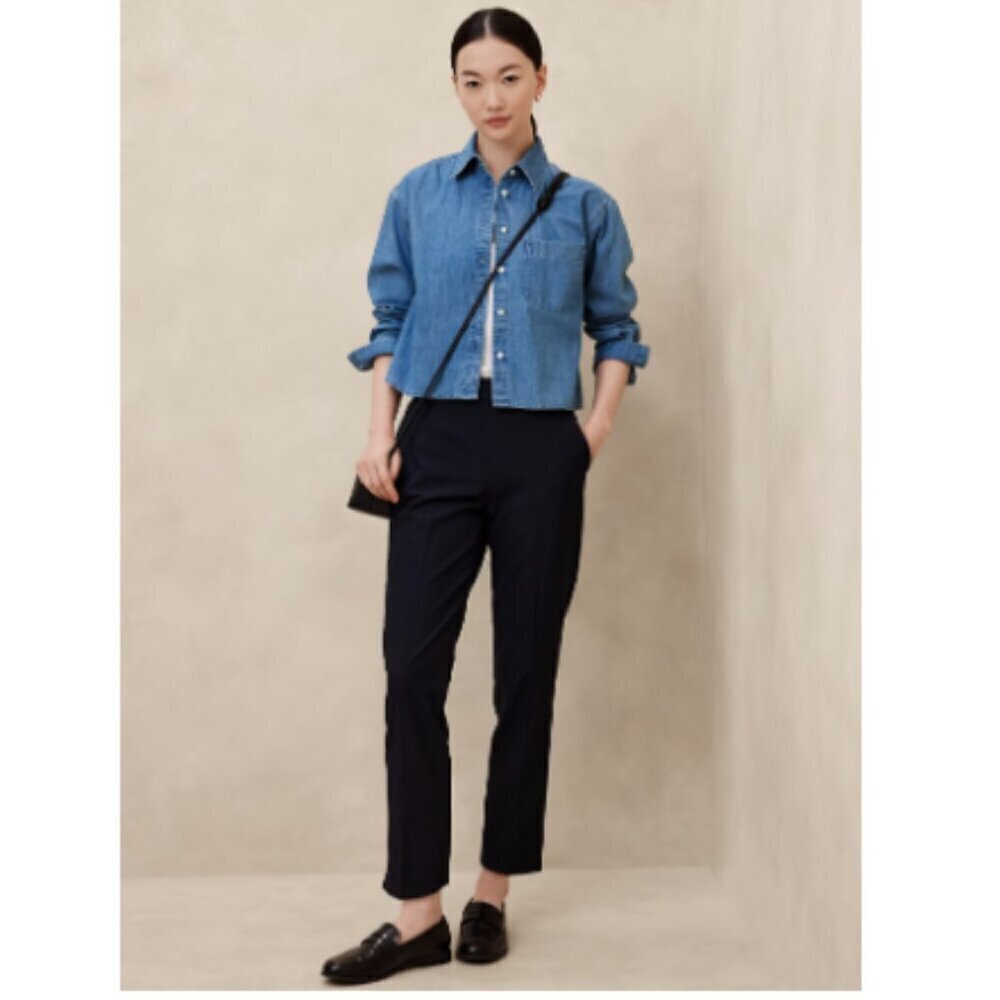 Banana Republic Navy Blue HAYDEN High Rise Tapered Pants Size 2 PETITE #739750